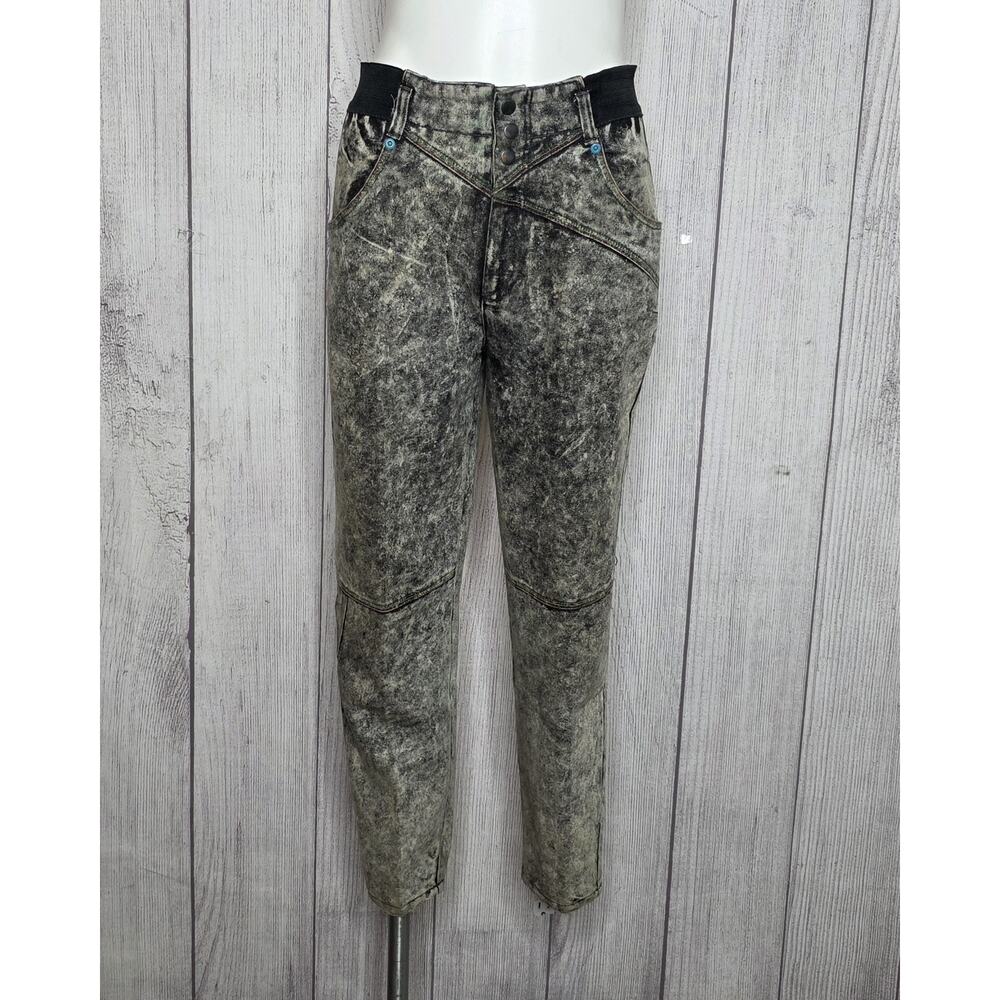 VTG 80s 90s Bugle Boy Acid Wash Jeans w/ Rasta Stitching, 30" Waist